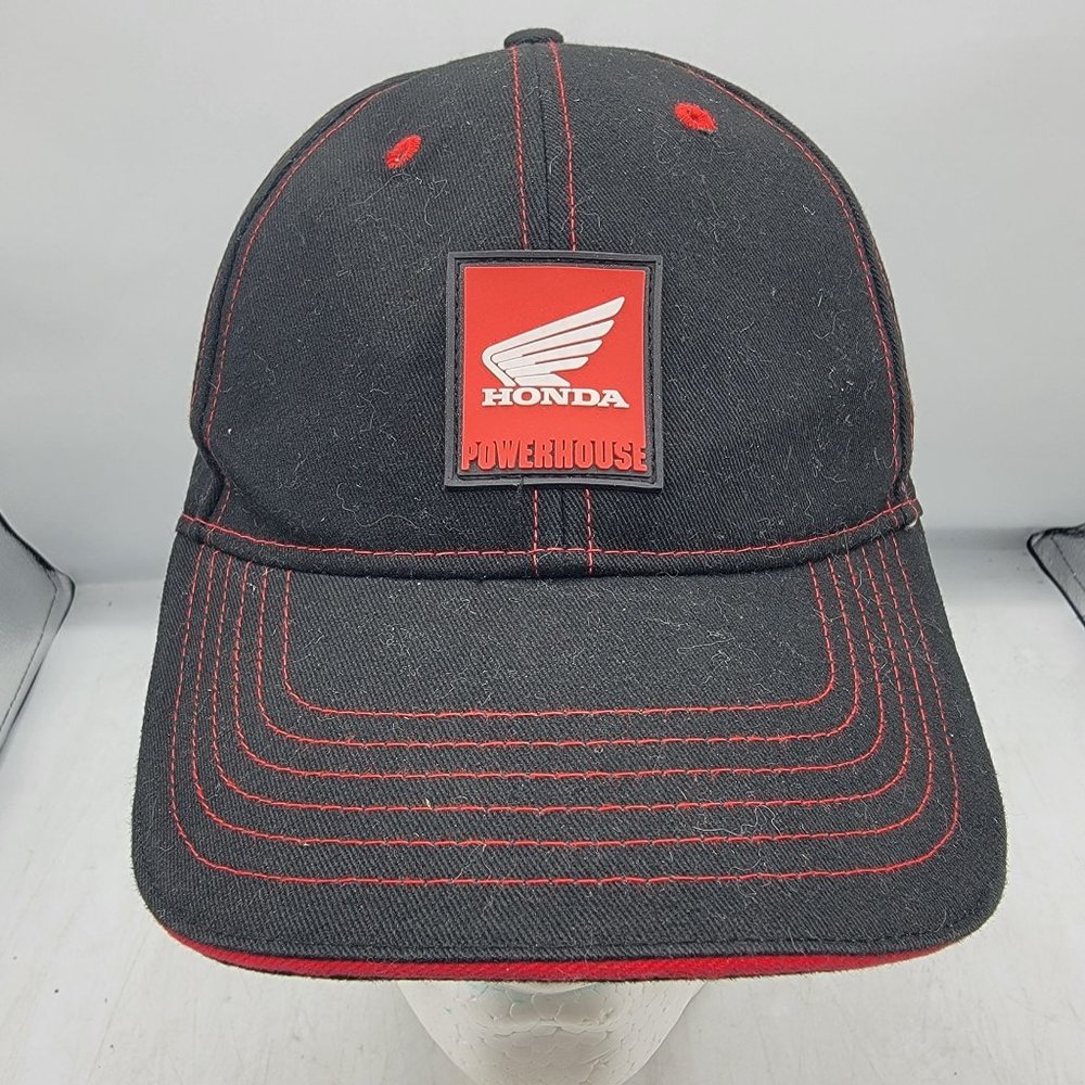 Honda PowerHouse Black Red Hat Cap Motorcycles Motocross Casual Adjustable